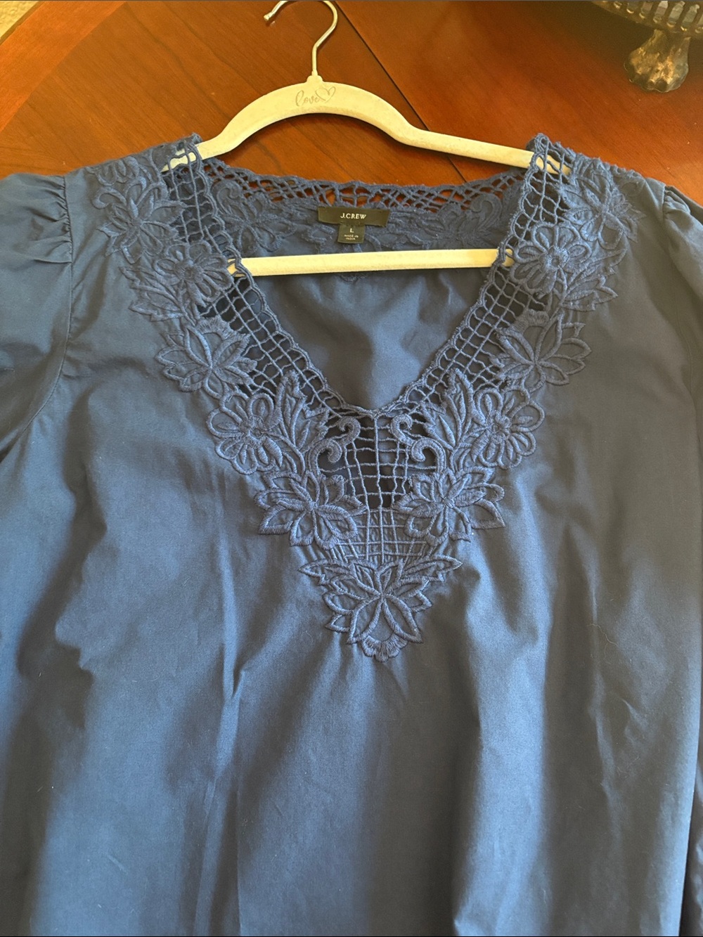 J. Crew Navy Lace V-Neck Blouse